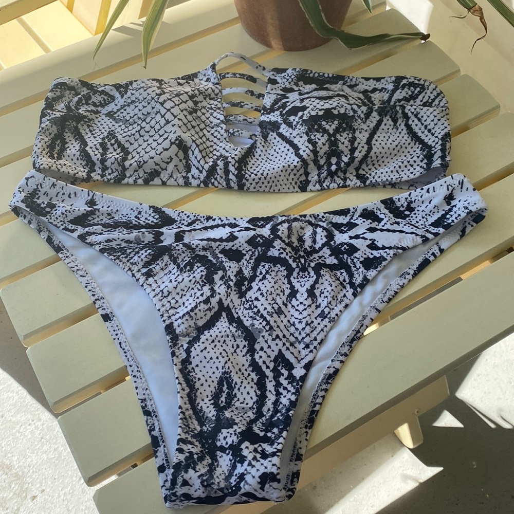 Snake print two-piece bikini size medium